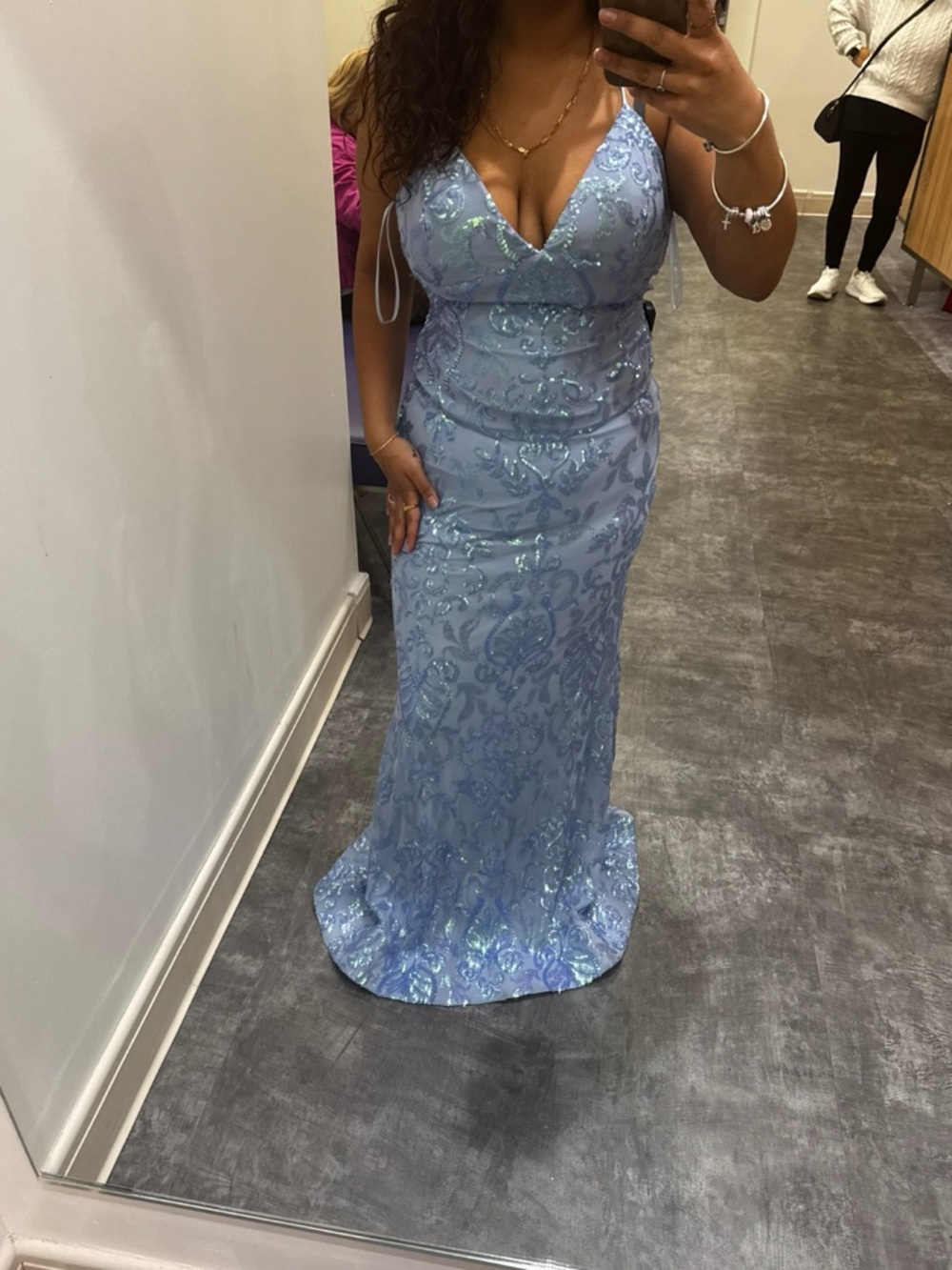 Windsor Light Blue Sequin Prom Gown